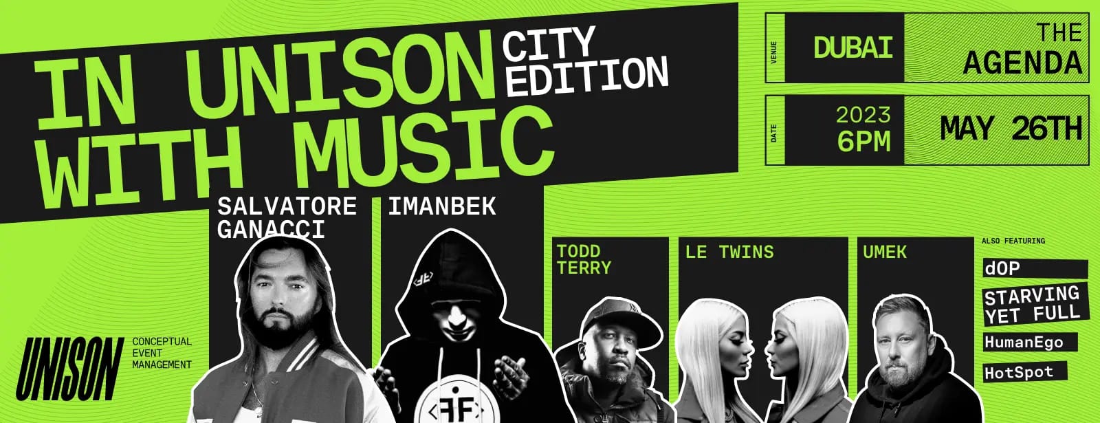 In Unison With Music: City Edition in Dubai with Salvatore Ganacci, Imanbek, Todd Terry, Le Twins, UMEK